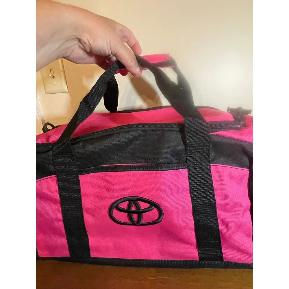 Toyota Duffel Bag Pink Black Gym Travel Gear Bag Embroidered Logo Canvas Small